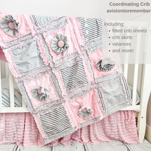 Baby Girl Quilts Pink Crib Bedding, Toddler Bedding Girl Homemade Quilts, Baby Blanket image 4