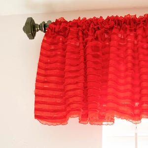 Red Valances Sheer Curtain, Short Curtains Window Toppers for Nursery, Kitchen Decor, Living Room Valance, 13x60 inches