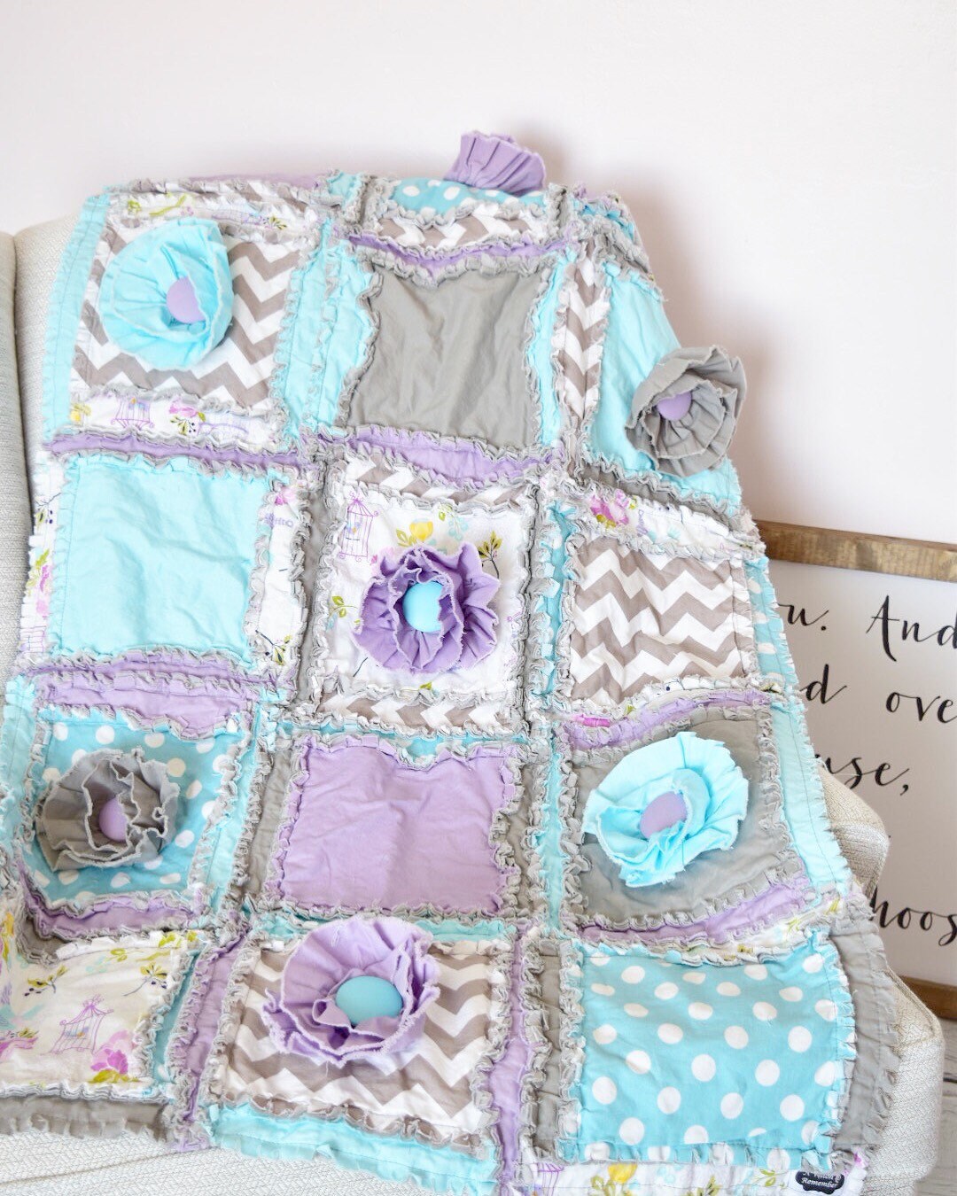 Bird House Baby Girl Rag Quilt Bedding Turquoise Gray Purple Fl Crib For Whimsical Nurserys