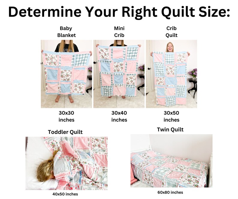 Floral Baby Girl Rag Quilt, Baby Girl Quilts, Pink Crib Bedding, Baby Girl image 3