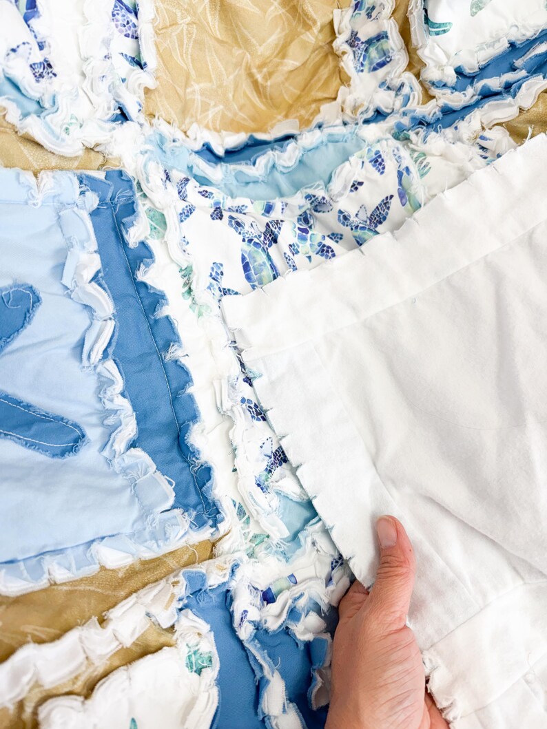Baby Boy Quilt Nautical Crib Blanket Ocean Theme Newborn Gift Baby Shower Present Handmade Beach Quilt Blue Whale Bedding for Nursery