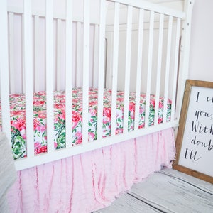 Pink Crib Skirt Girl Nursery Bedding, Pink Crib Bedding Crib Dust Ruffle image 4