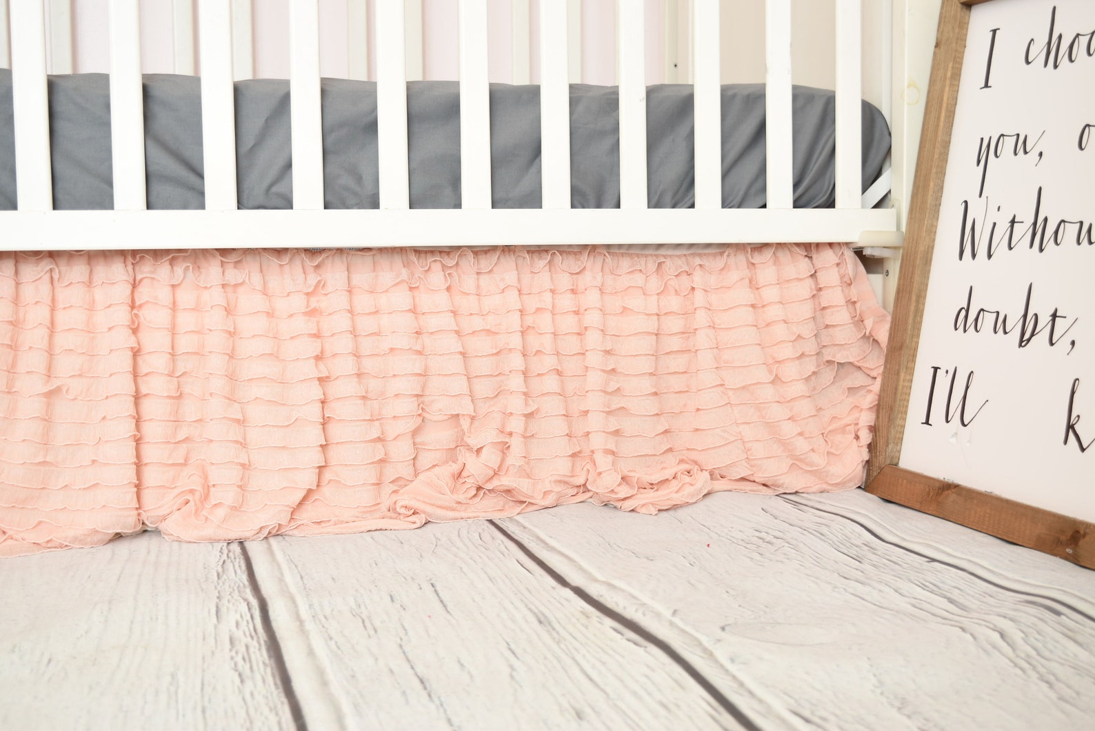 Blush Ruffled Crib Skirt Light Pink Dust Ruffle for Baby Girl Etsy