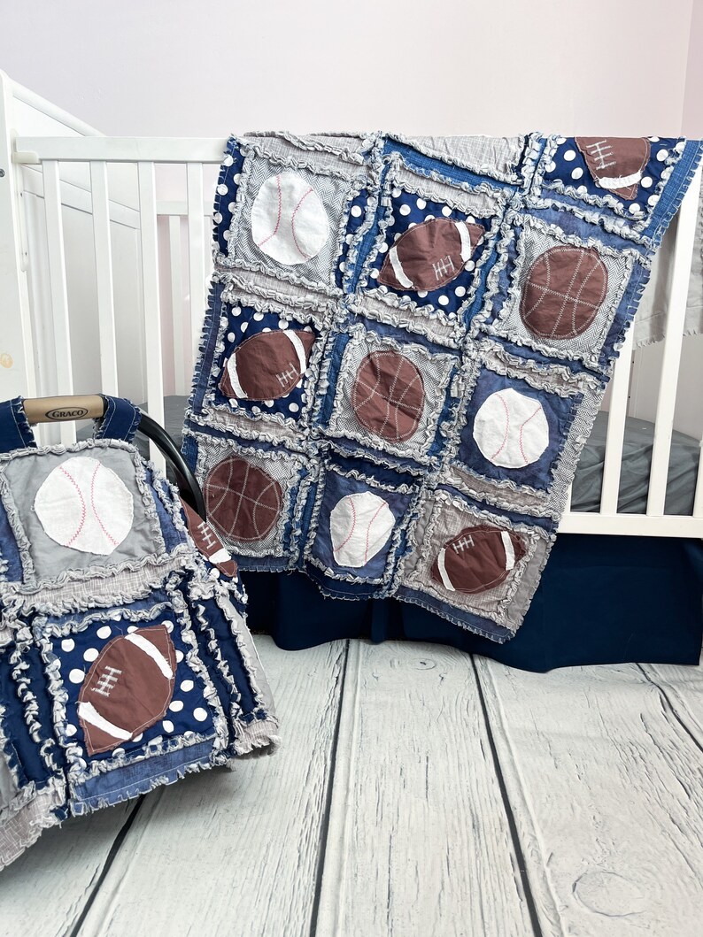 Baby Boy Sports Crib Size Rag Quilt for Nursery Crib Bedding Etsy