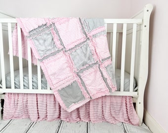 Baby Girl Rag Quilt for Sale, Pink Crib Bedding, Handmade Quilts  Baby Girl Crib Sets