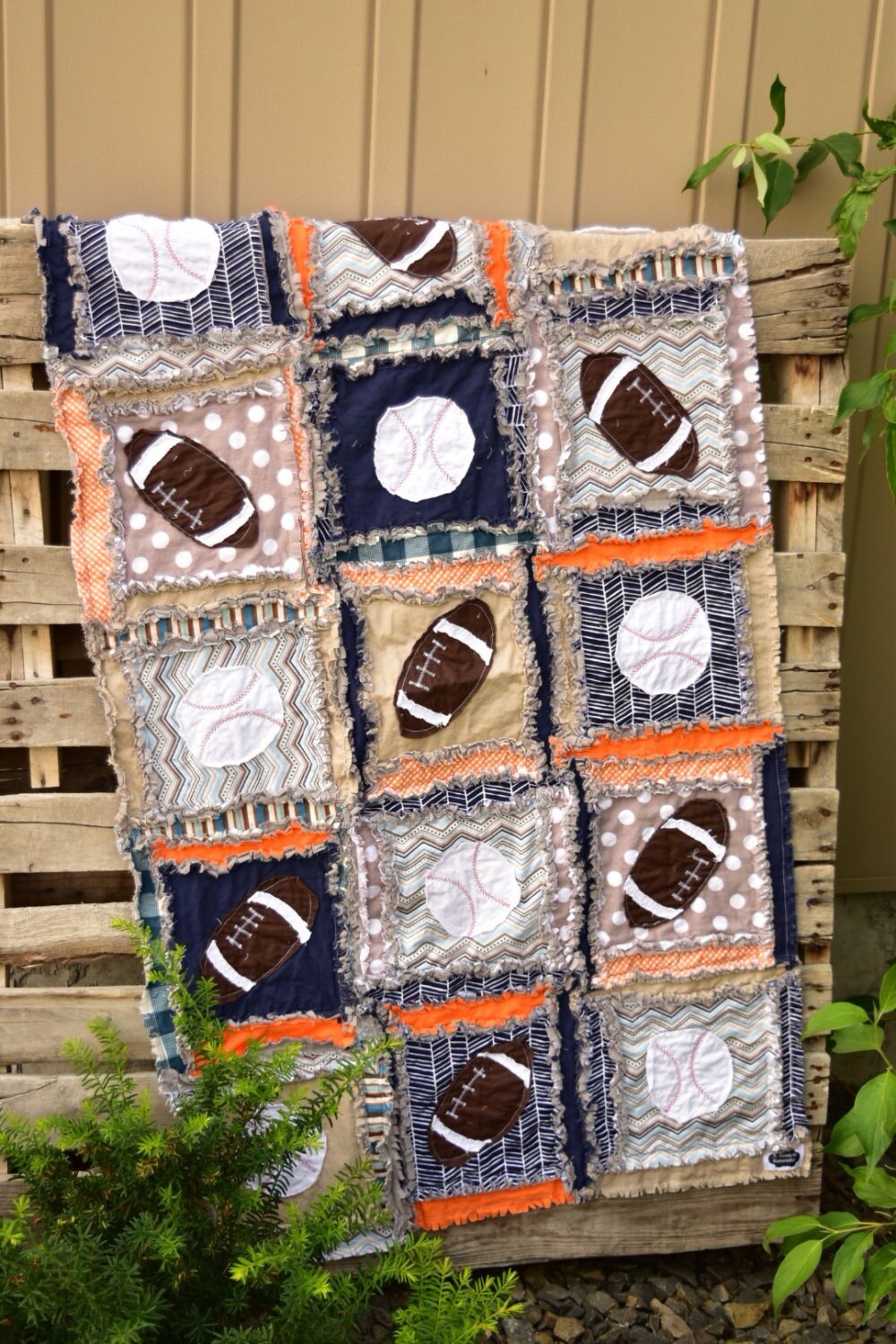 Sports Crib Bedding Orange/ Navy / Gray Bedding Baseball Etsy