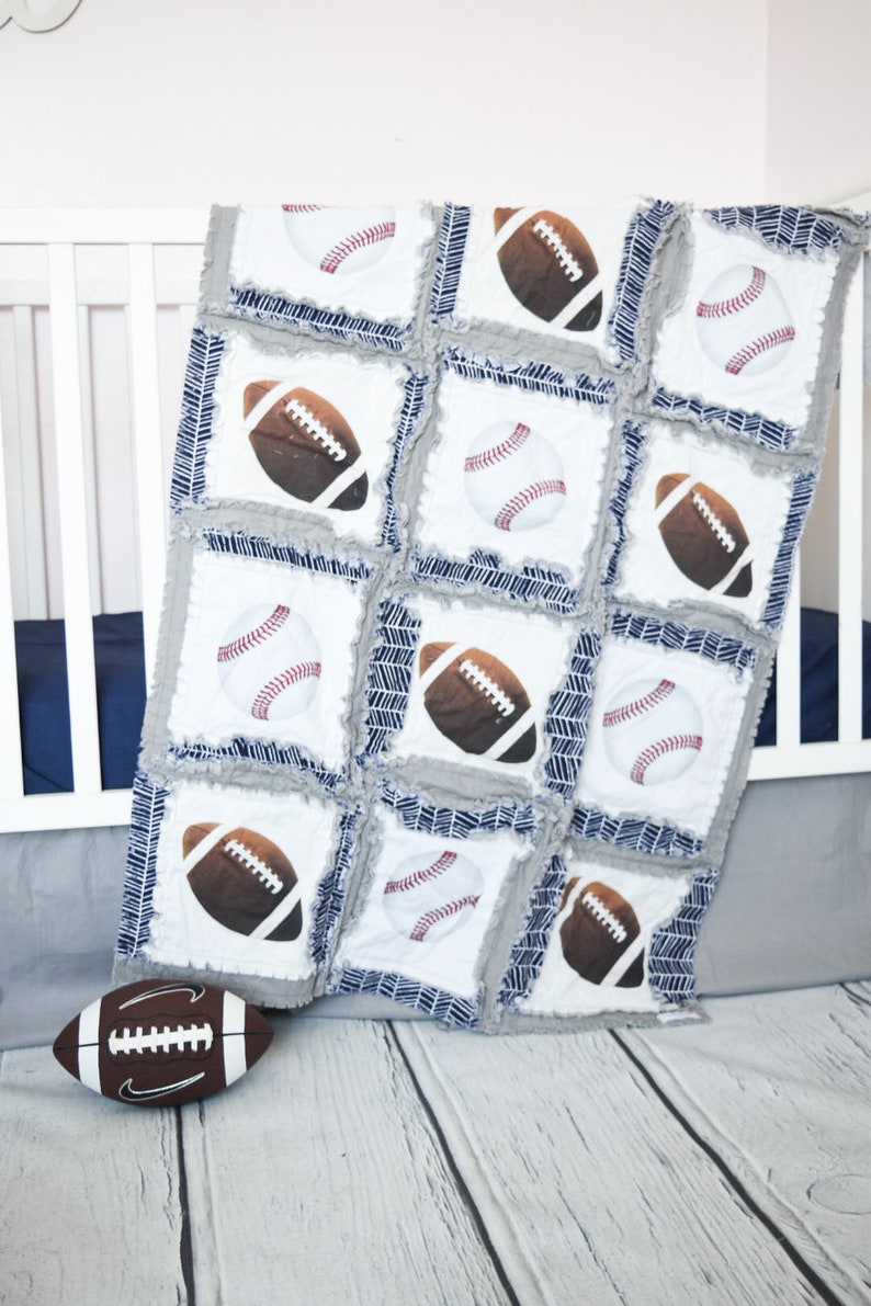 Sports Rag Quilt Crib Bedding Set for Baby Boy Football and Etsy