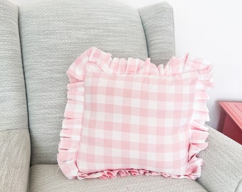 Light Pink Buffalo Plaid Pillow, Other Colors Decorative Pillows for Block Print Pillow