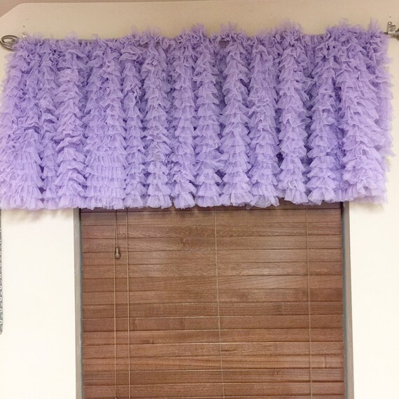 Purple Ruffle Tulle Valance Short Curtain Extra Wide Etsy