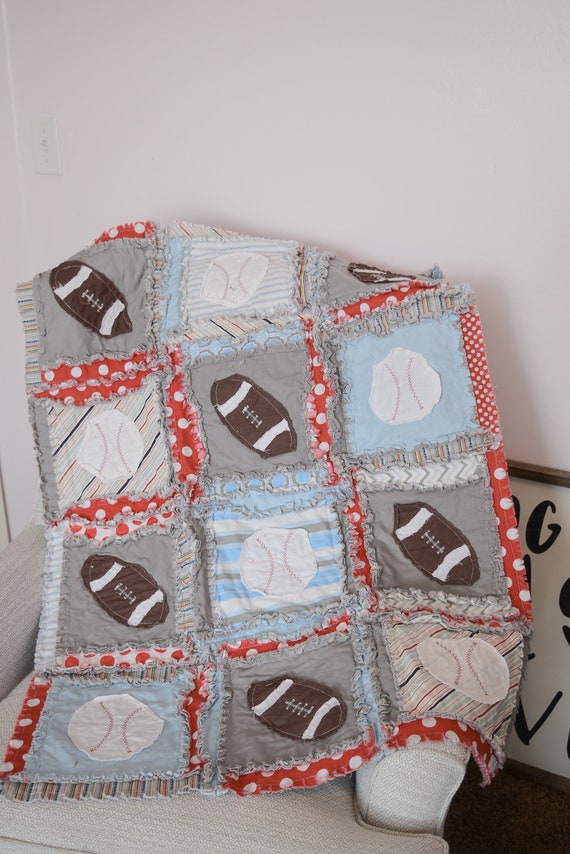 Sports Crib Size Rag Quilt For Baby Boy Nursery Crib Bedding Etsy