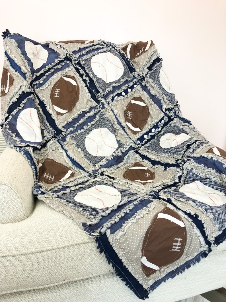 Baseball Quilt Football Quilt Sports Theme Baby Nursery Etsy