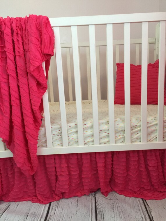 Hot Pink Ruffle Crib Skirt Baby Girl Nursery Pink Crib Etsy
