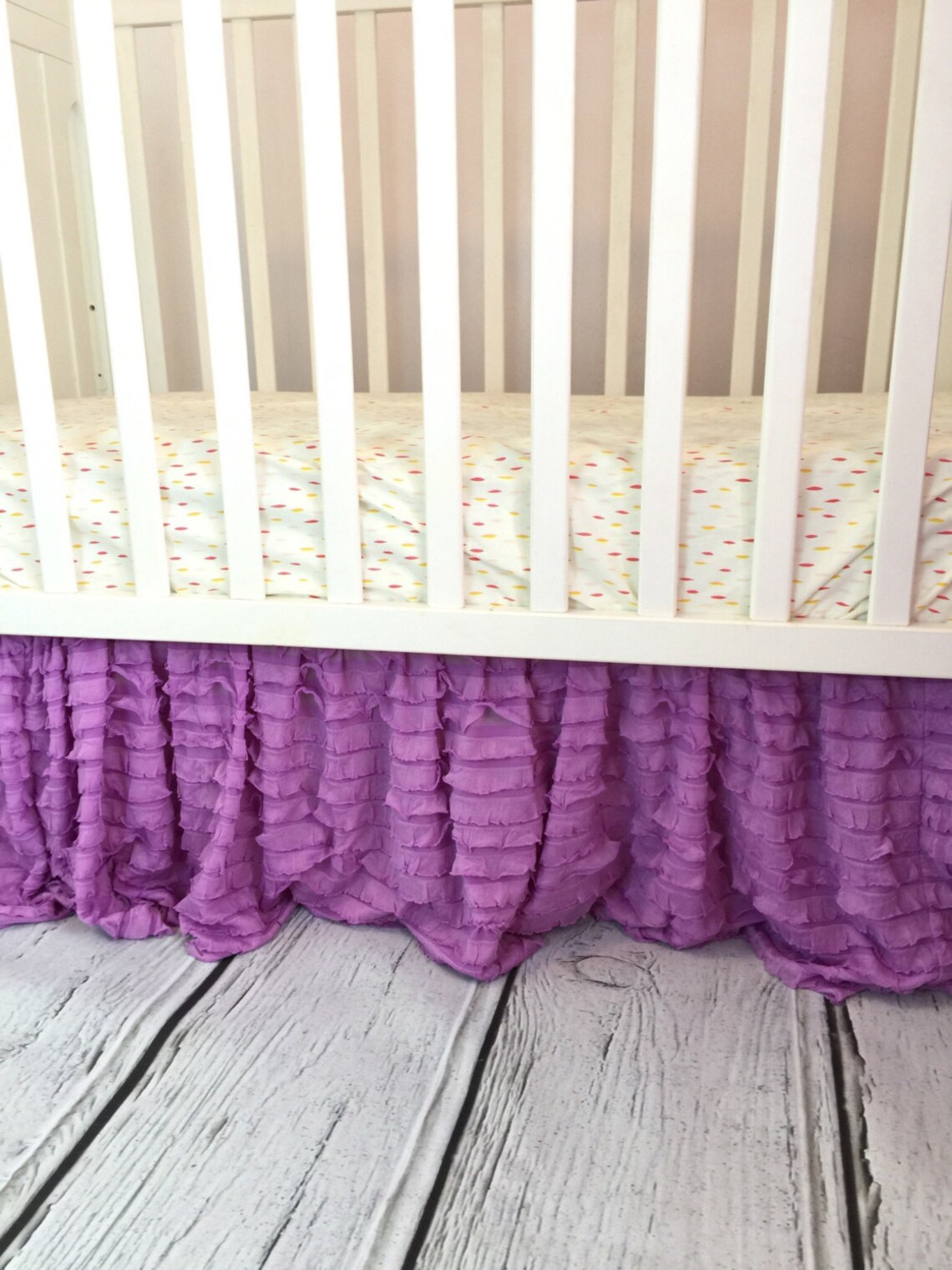 Purple Crib Skirt Ruffle Crib Skirt Lilac Dust Ruffle Crib Etsy