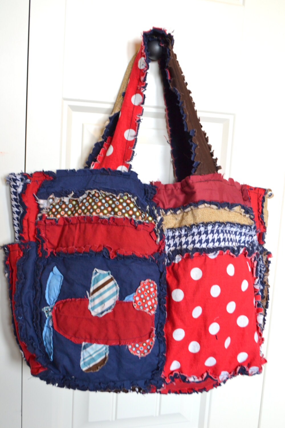 Airplane Diaper Bag Handmade Baby Gift Red Diaper Bag Blue