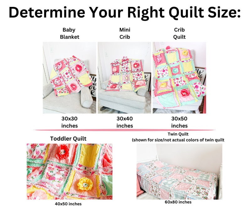 Flower Pink Crib Bedding Girl Baby Blanket, Baby Girl Rag Quilt, Homemade Quilts Baby Nursery Decor, Baby Girl image 4