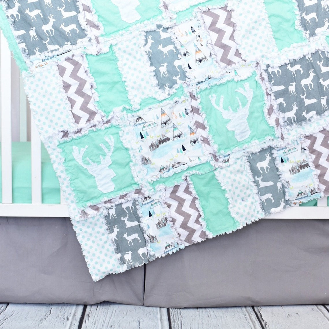 Adjustable Gray Box Pleat Crib Skirt for Nursery Baby Bedding Etsy