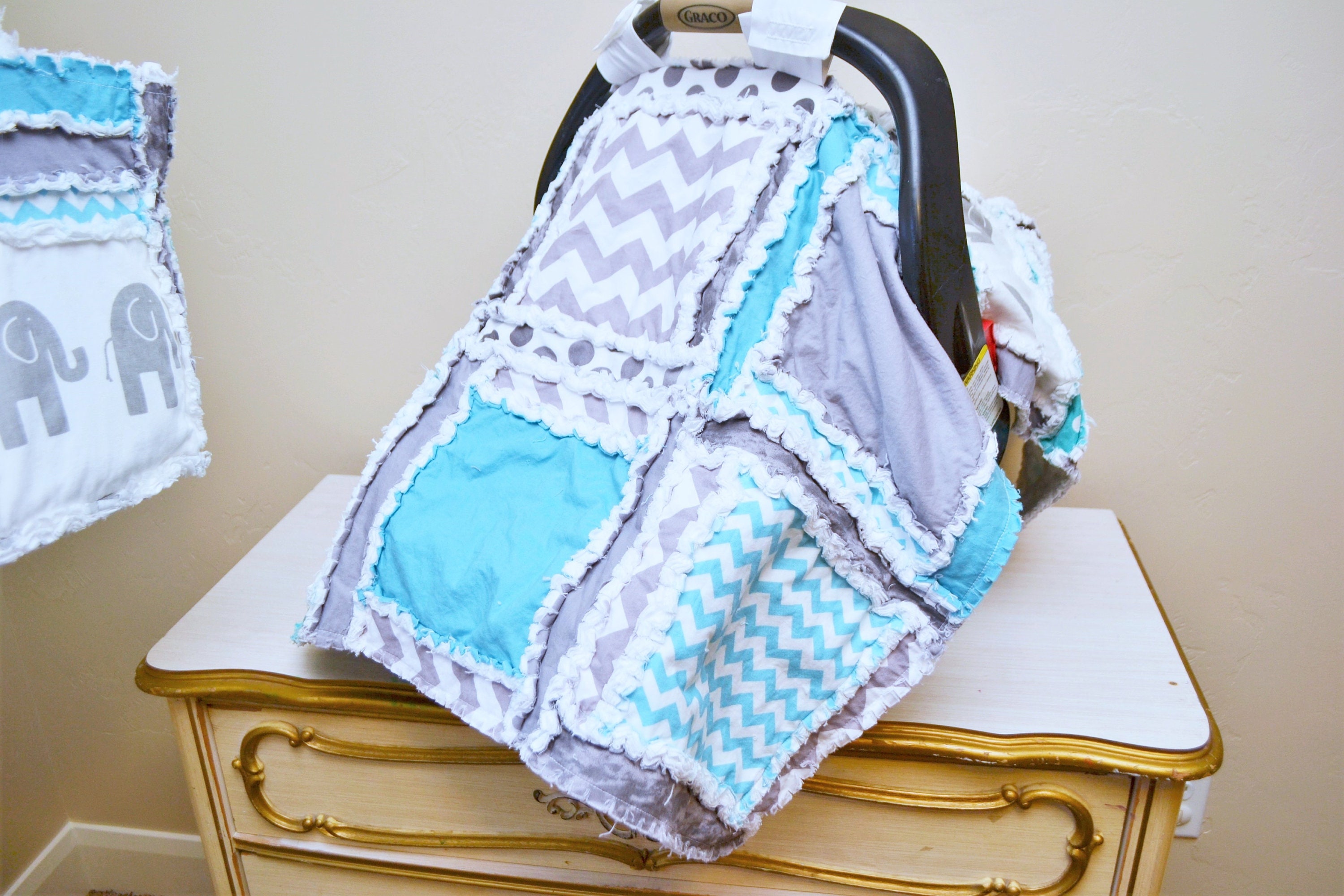 Elephant Car Seat Canopy Blanket for Baby Boy Perfect Etsy
