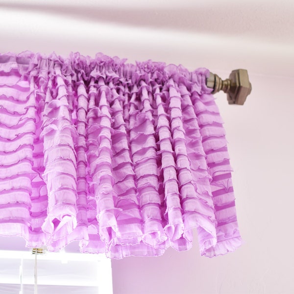 Purple Valance Sheer Curtains, Rod Pocket Curtains, Short Curtains Kitchen Decor Bathroom Valance