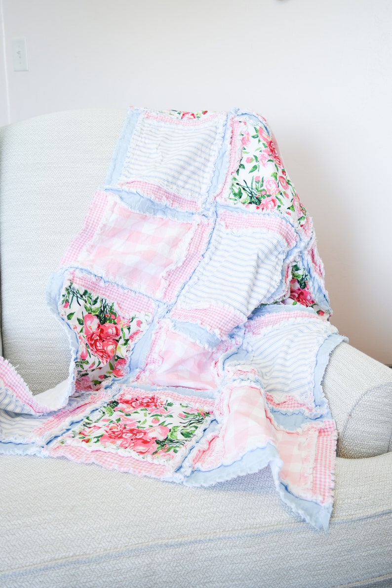 Floral Baby Rag Quilt for Girls Cottage Chic Nursery Baby Etsy