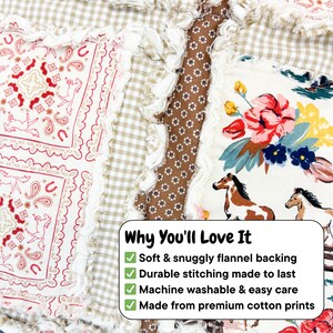 Western Baby Girl Blanket | Mauve Pink & Brown Buckaroo Blanket | Floral Patchwork Bedding Gift Idea