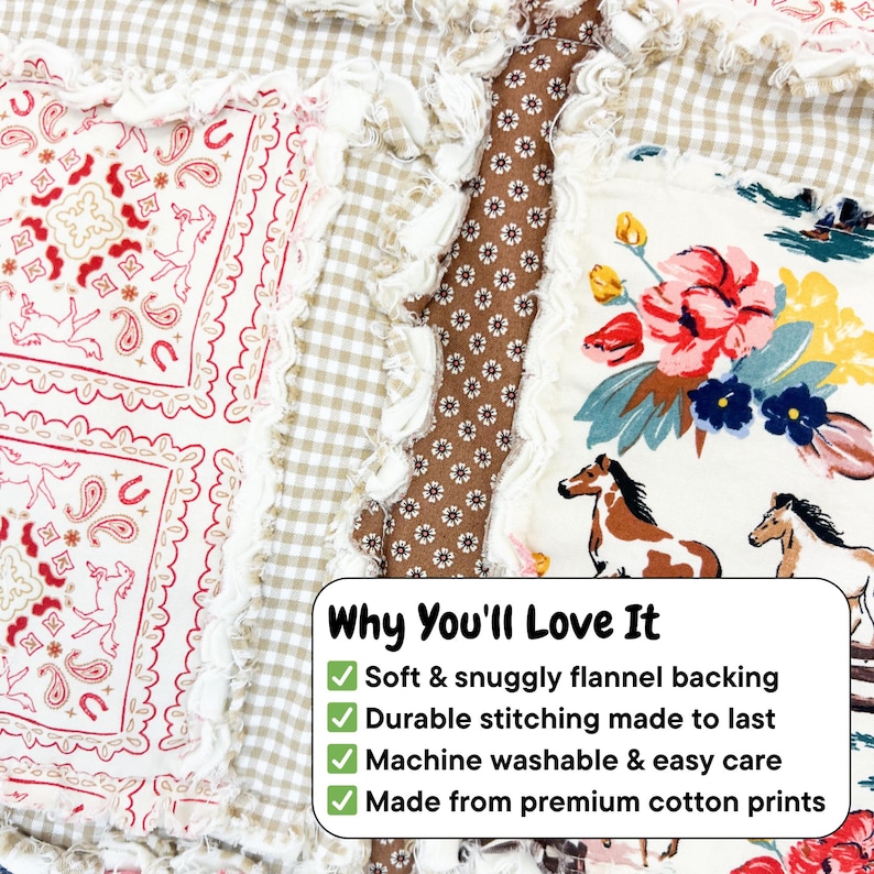 Western Baby Girl Blanket | Mauve Pink & Brown Buckaroo Blanket | Floral Patchwork Bedding Gift Idea