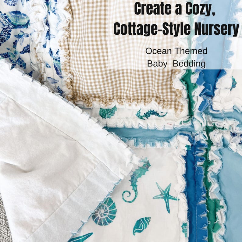 Baby Boy Quilt Nautical Crib Blanket Ocean Theme Newborn Gift Baby Shower Present Handmade Beach Quilt Blue Whale Bedding for Nursery