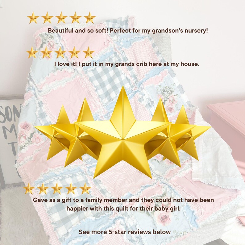 Floral Blanket Handmade Quilts for Sale, Baby Girl Rag Quilt, Baby Blanket to Queen Size Quilts, Baby Girl