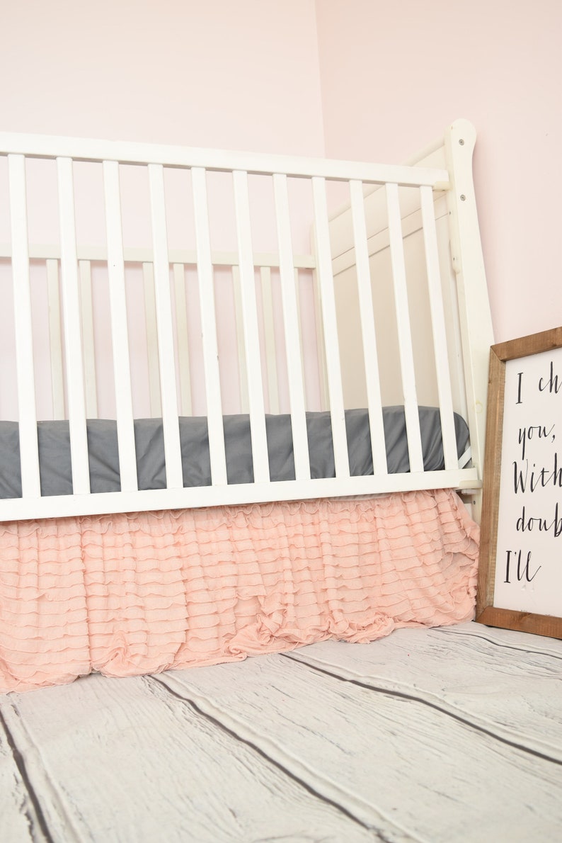 Blush Ruffled Crib Skirt Light Pink Dust Ruffle for Baby Girl Etsy