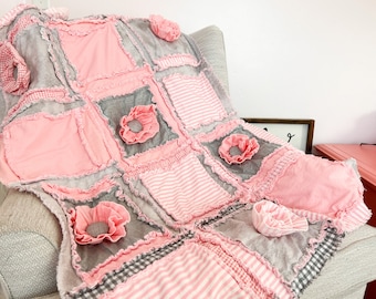 Bebé niña edredones ropa de cama de cuna rosa, ropa de cama para niños pequeños edredones caseros, manta de bebé