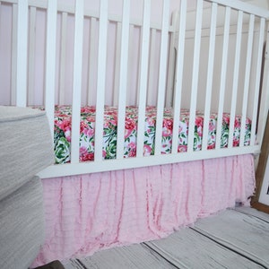 Pink Crib Skirt Girl Nursery Bedding, Pink Crib Bedding Crib Dust Ruffle image 8