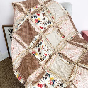 Western Baby Girl Blanket | Mauve Pink & Brown Buckaroo Blanket | Floral Patchwork Bedding Gift Idea