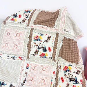 Western Baby Girl Blanket | Mauve Pink & Brown Buckaroo Blanket | Floral Patchwork Bedding Gift Idea