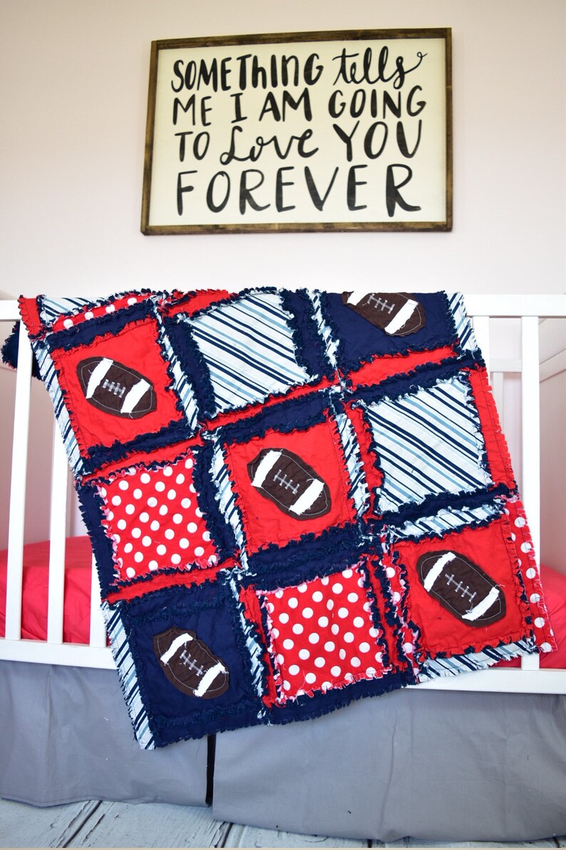 Football Bedding Red Navy Crib Baseball Nursery Image 0