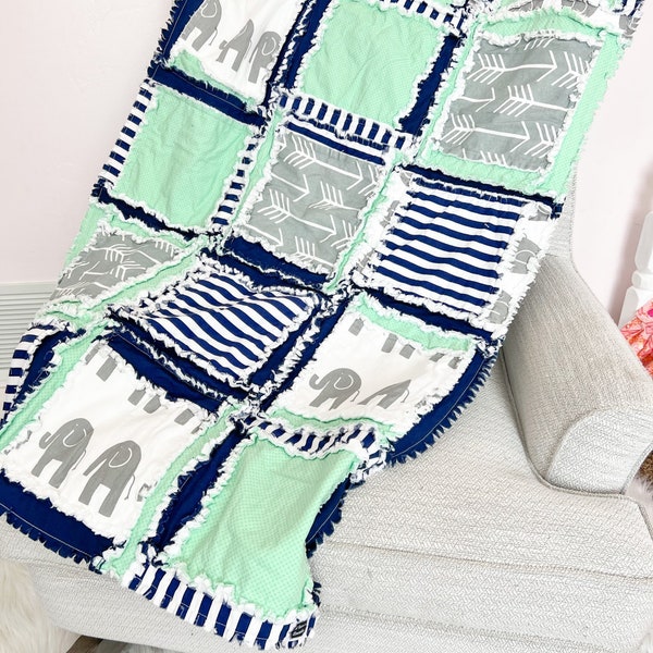 Navy Mint Crib Etsy