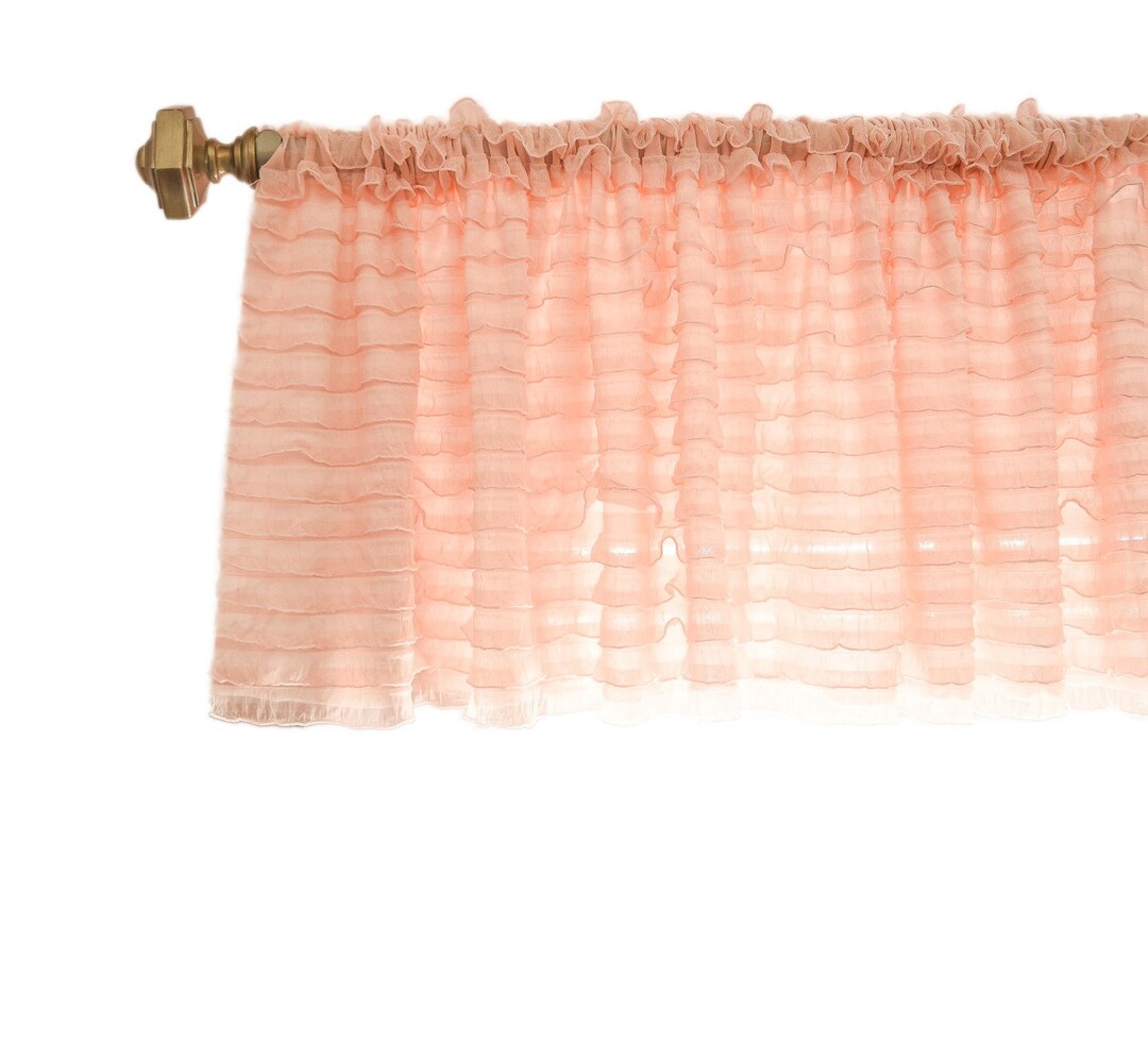 Blush Pink Valance Ruffle Curtain for Home Decor, Bohemian Curtains