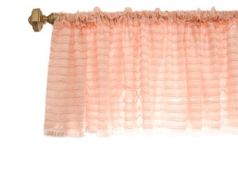 Blush Pink Valance Ruffle Curtain for Home Decor, Bohemian Curtains Valances for Kitchen