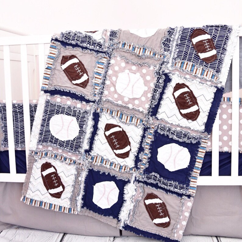 Baby Boy Sports Crib Size Rag Quilt for Nursery Crib Bedding Etsy