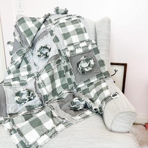 Rag Quilt for Sage Green Crib Bedding, Baby Girl Rag Quilt, Handmade Quilts for Sale, Baby Girl