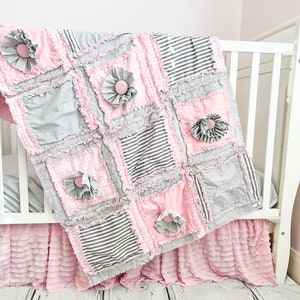 Pink Crib Skirt Girl Nursery Bedding, Pink Crib Bedding Crib Dust Ruffle image 2