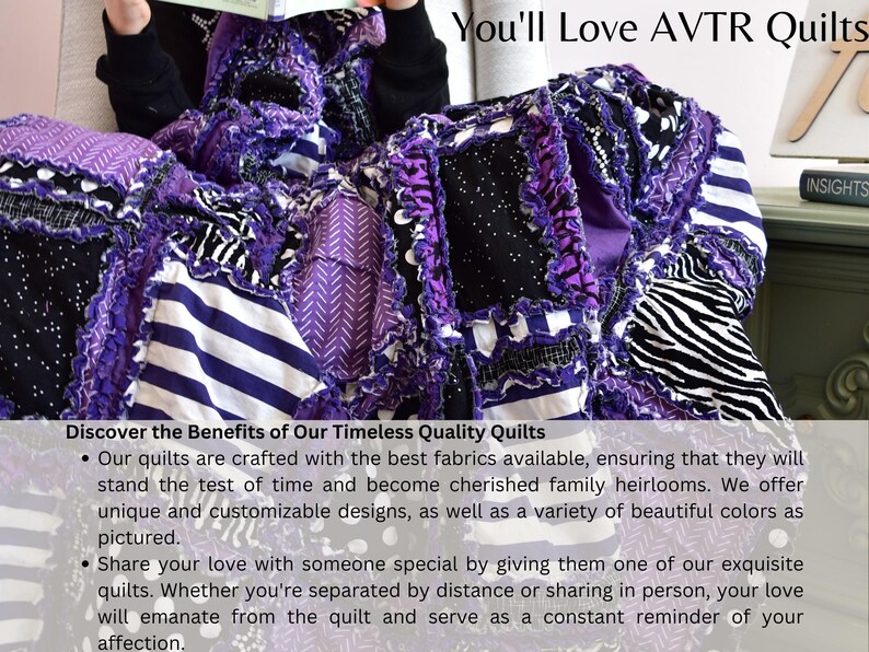 Purple Quilts Bed Spreads, Old and Young Pre Teen Girl Room Decor, Twin Size Bed Spread and Queen Size Quilts