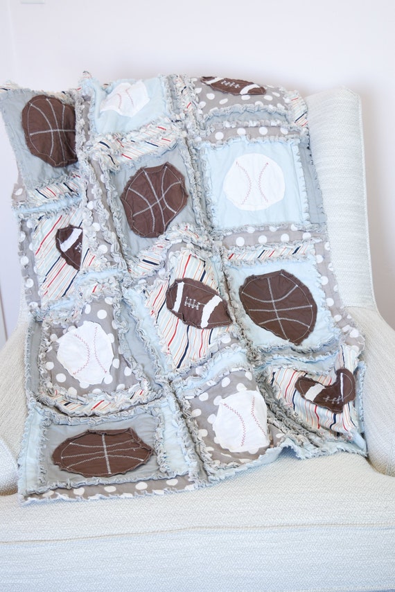 Sports Crib Size Rag Quilt For Baby Boy Nursery Crib Bedding Etsy