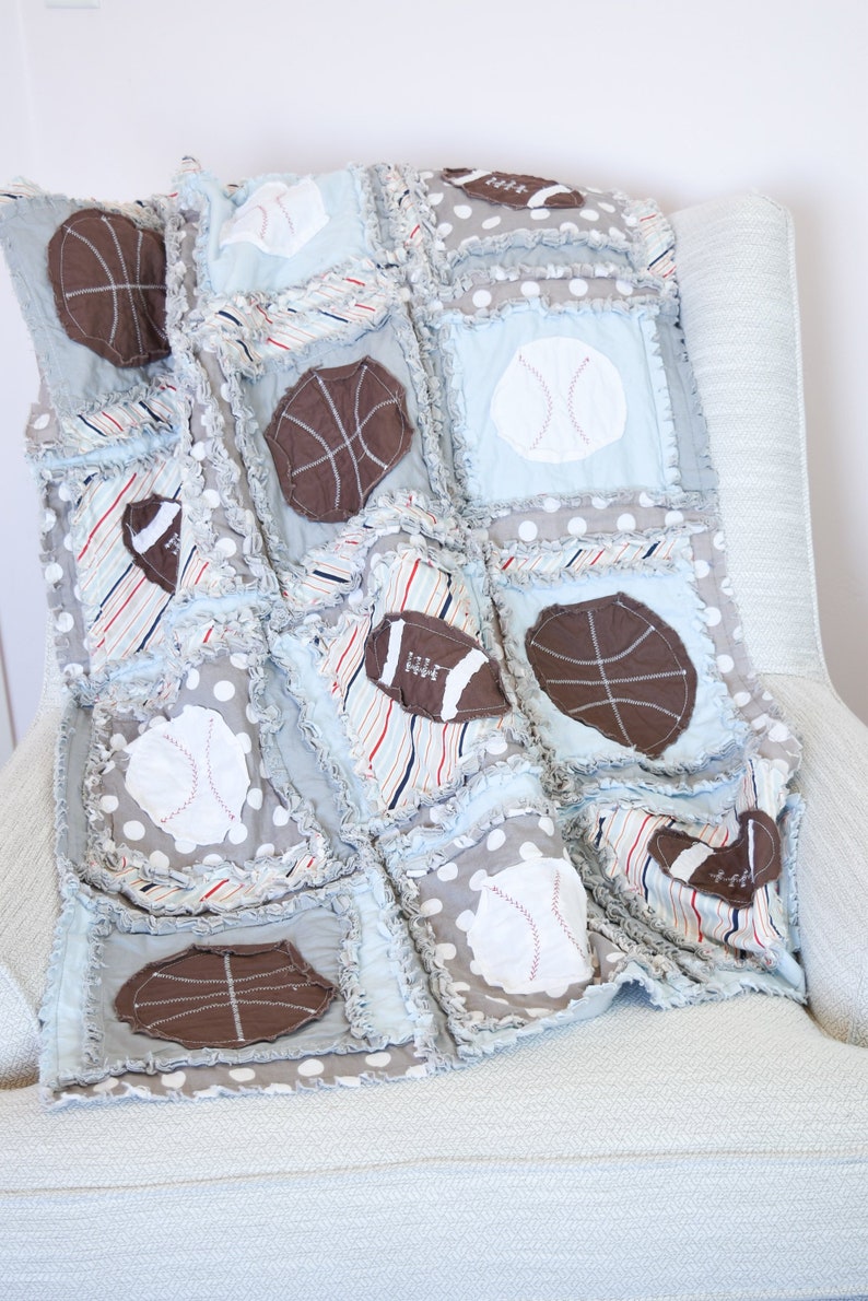 Sports Crib Size Rag Quilt For Baby Boy Nursery Crib Bedding Etsy