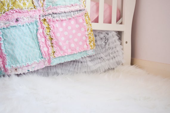 White Ruffle Tulle Crib Skirt For Baby Girl Nursery Bedding Etsy