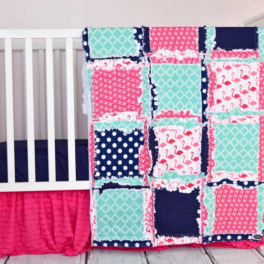 Flamingo Nursery Baby Bedding Sets Pink Navy Mint Crib Girl Set Boho Perless Whimsical