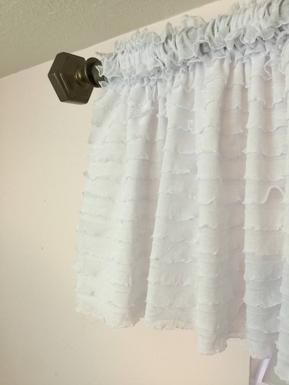 White Ruffle Valance White Valance Curtain White Curtain White Sheer Curtain Extra Wide Valance Bathroom Valance Sheer Valance