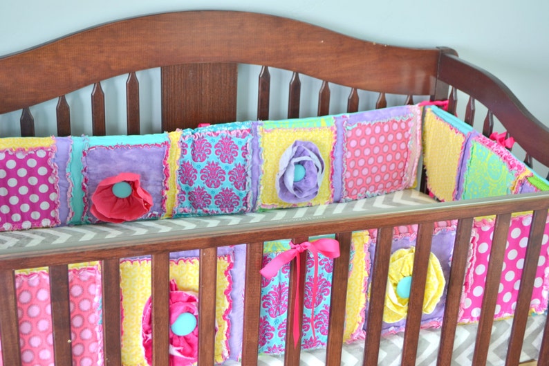 Crib Bumper Pads For Baby Girl Nursery Yellow Purple Etsy