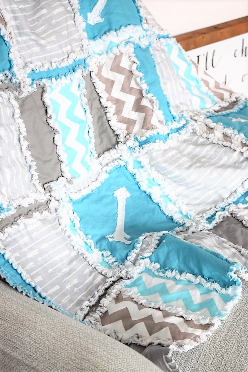 Baby Bed Quilt Aqua for Nursery Decor Handmade Quilts for Etsy