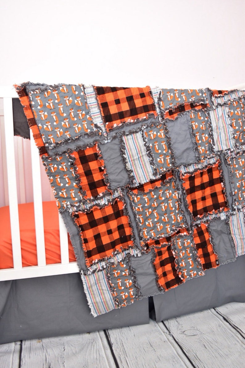 Fox Crib Bedding Woodland Nursery Orange Gray Baby Bedding Etsy
