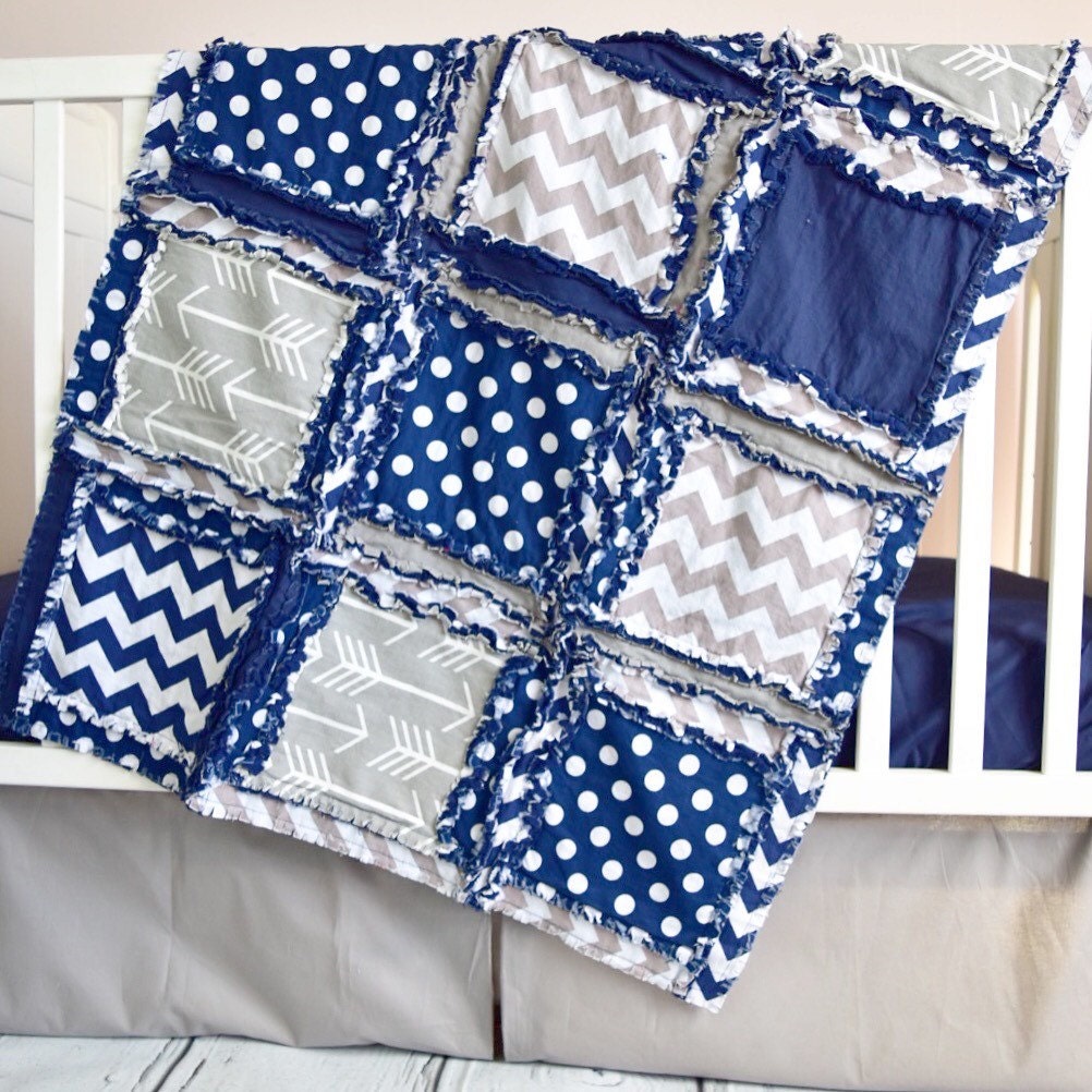 Arrow Crib Bedding Navy / Grey Tribal Crib Bedding Native ...