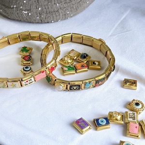 Italian vintage bracelets, Italian charm bracelet, Italian bracelet, couple bracelets, custom Italian bracelets, Italian gold bracelets